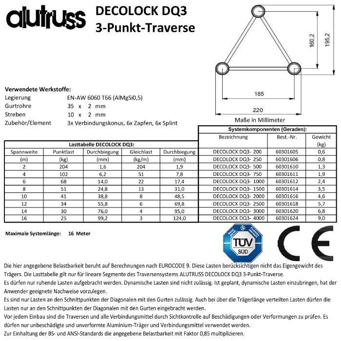 ALUTRUSS DECOLOCK DQ3-1500 3-Punkt-Traverse